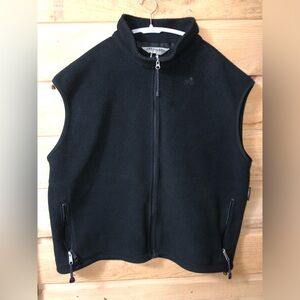 Black Polartec fleece full zip front vest 2 zipper front pockets EMS men’s XXL